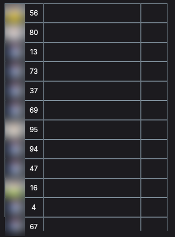 The protocol screen: a table of players with numbers and a free column for marks